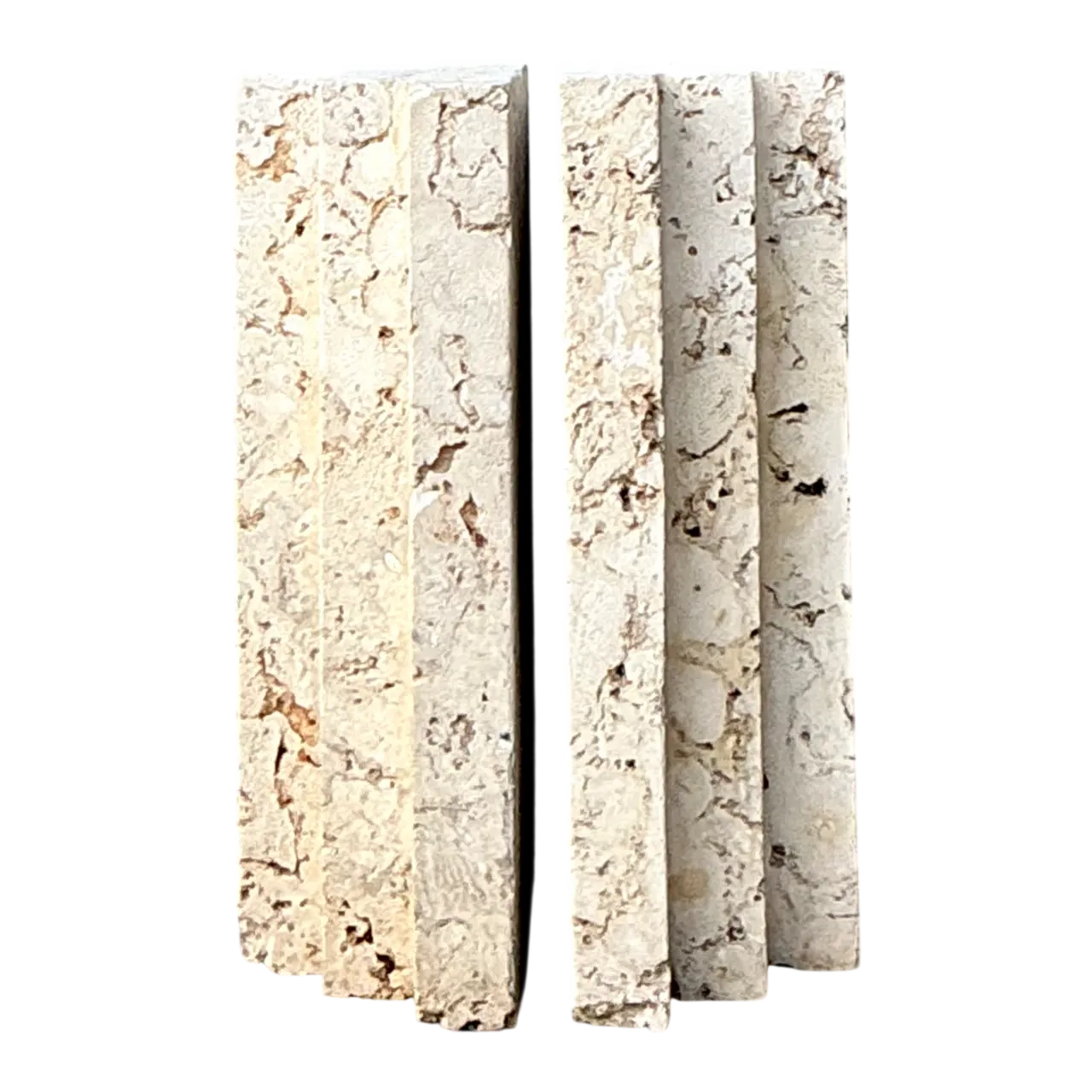 Vintage Coquina Stone Table Pedestal - Set Of 2