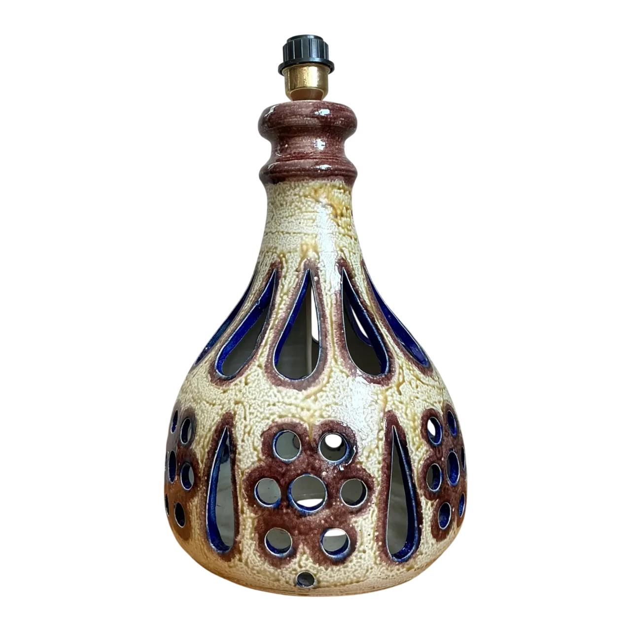 Vintage MCM Pierced Ceramic Table Lamp