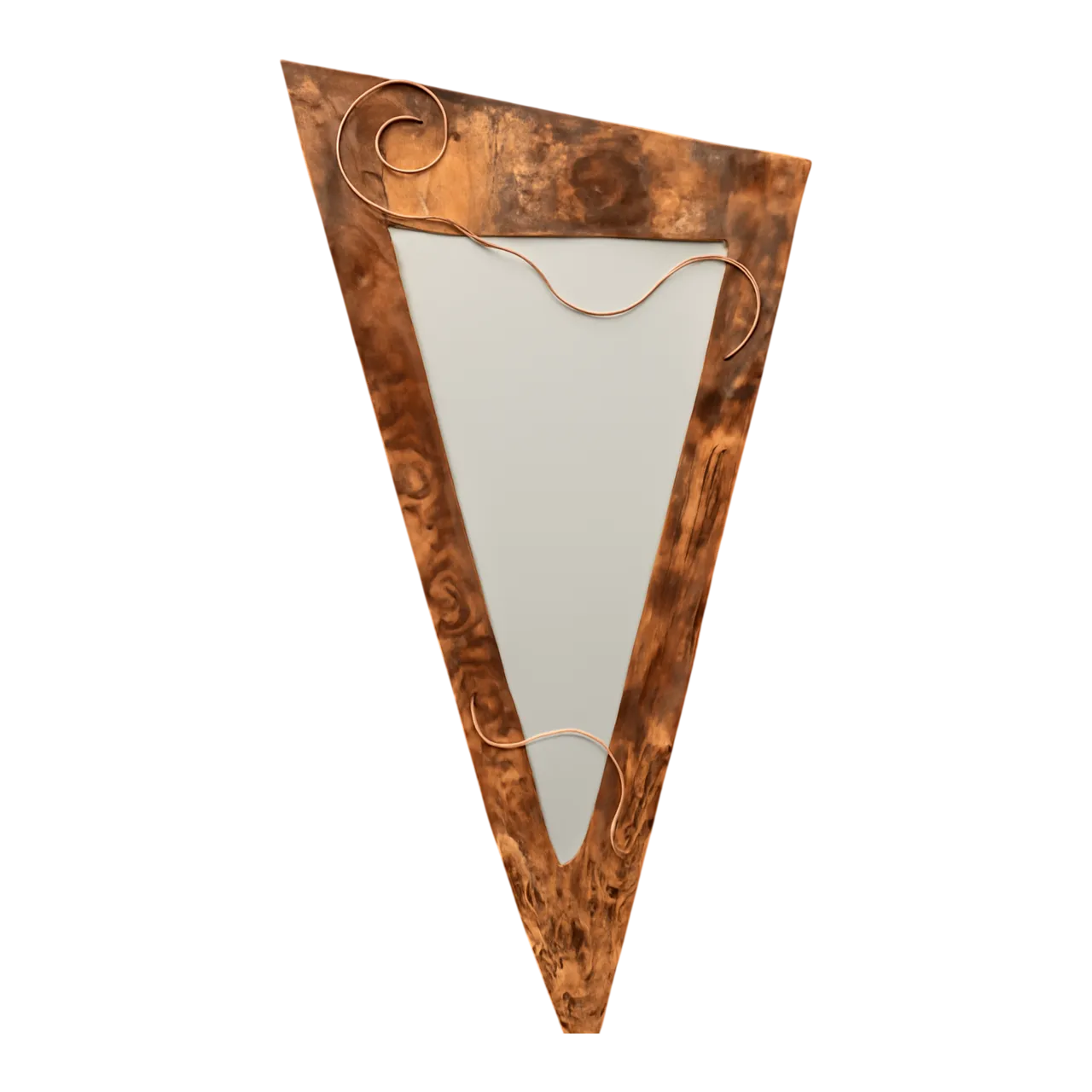 Vintage Post Modern Copper Triangle Wall Mirror
