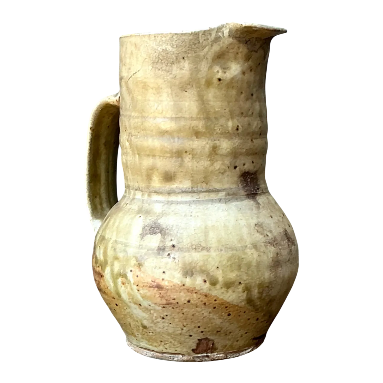 Vintage Handcrafted Beige Ceramic Jug