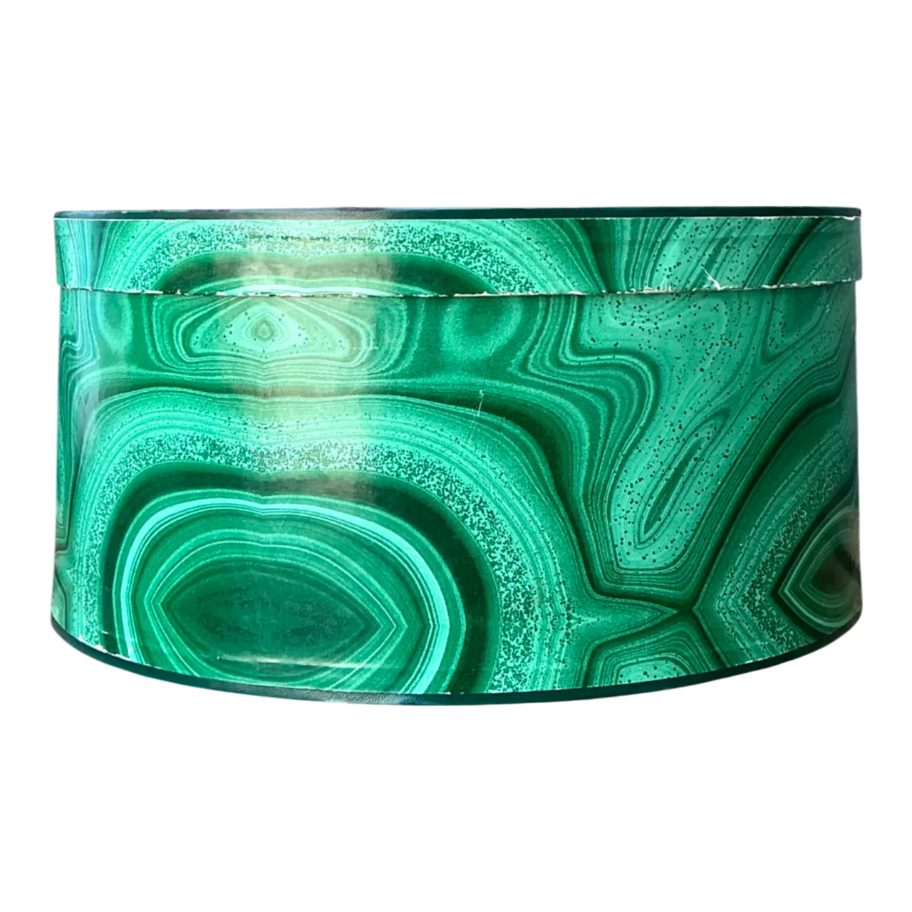 Vintage Green Malachite-Style Decorative Hat Box