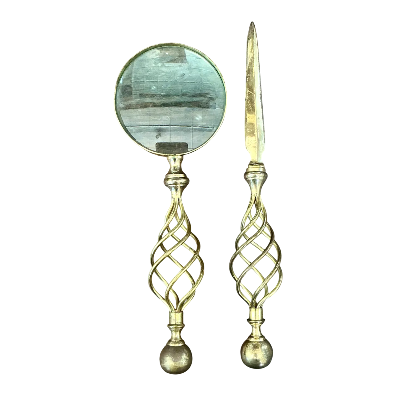 Vintage Brass Magnifying Glass and Letter Opener