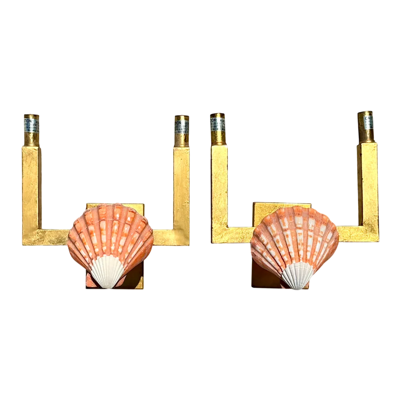Vintage Shell and Metal Wall Sconces