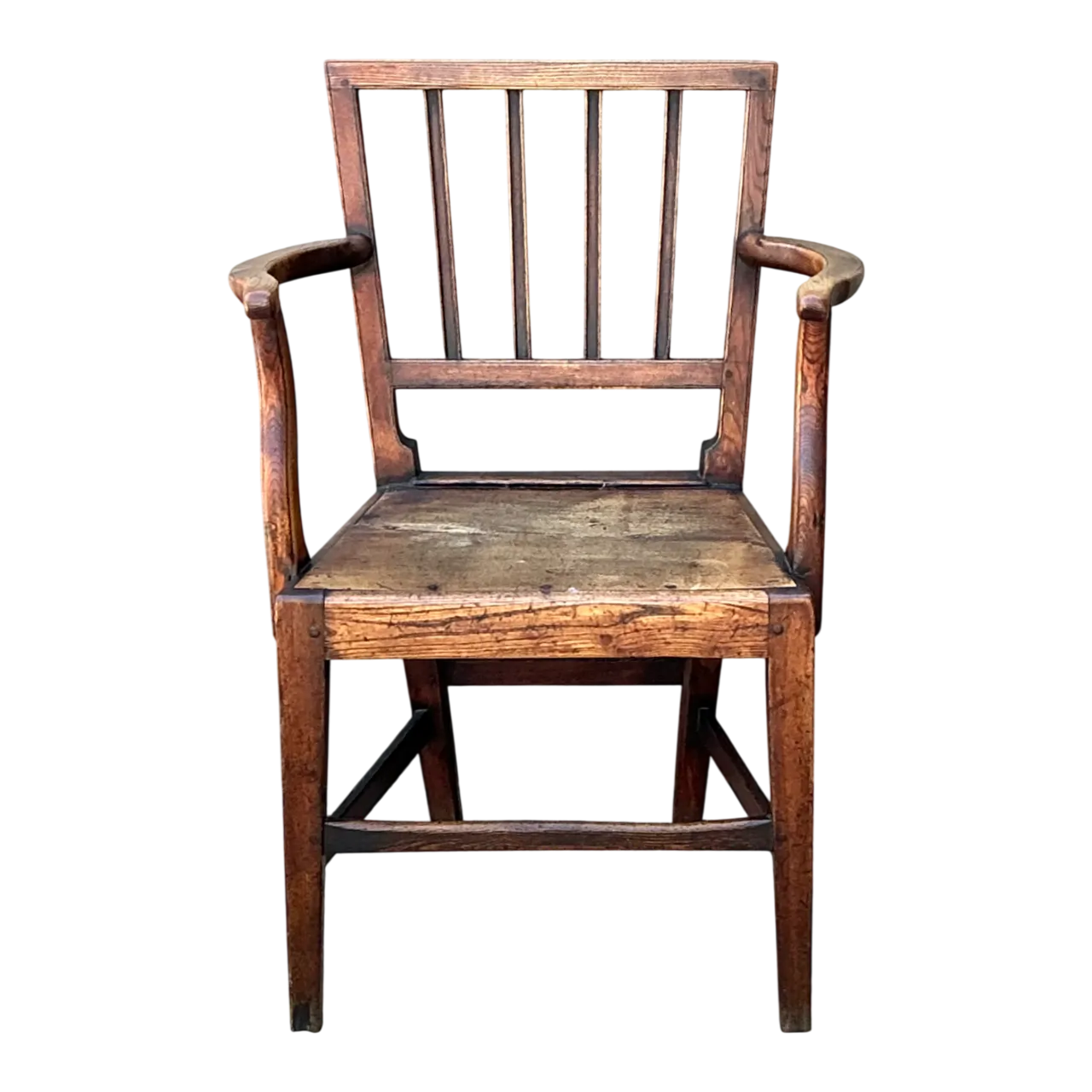 Vintage George III Country House “Elbow” Arm Chair In Elm