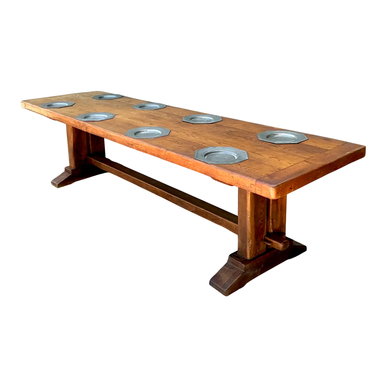 Vintage Monumental Metal Plate Refractory Monastery Table