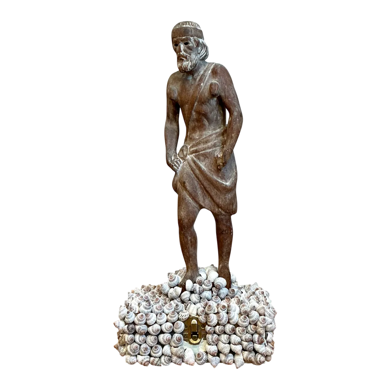 Vintage Wood and Shell Greek Figure Box