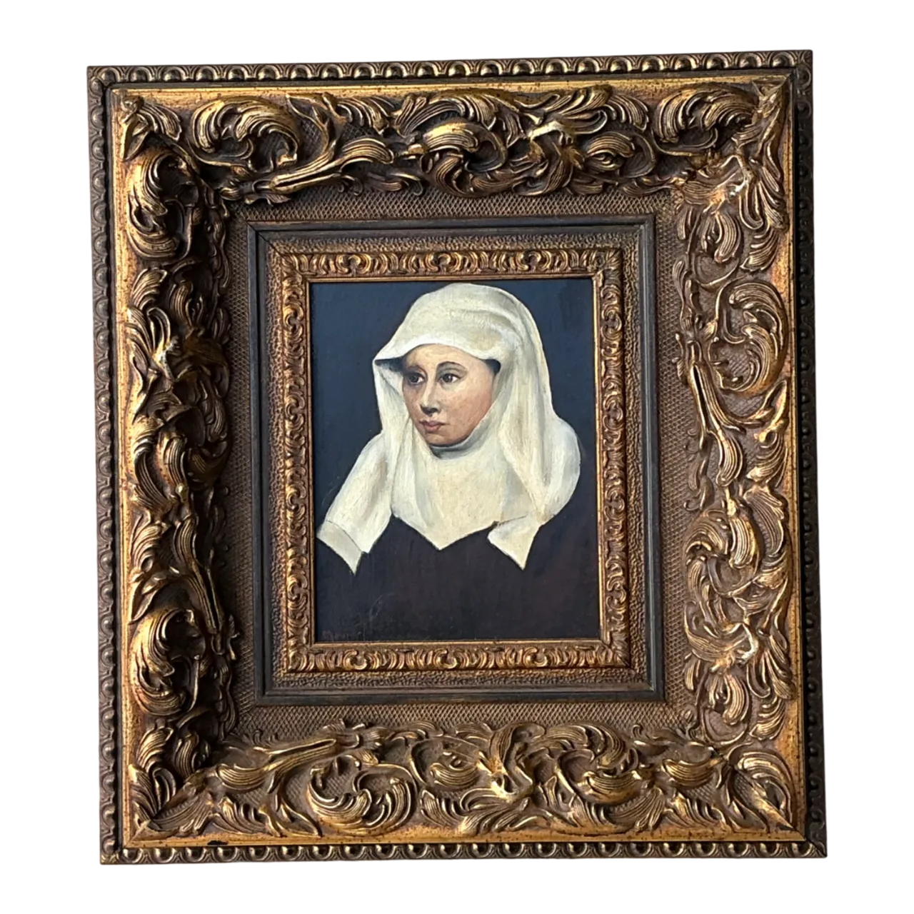 Vintage Framed Portrait Painting of a Woman