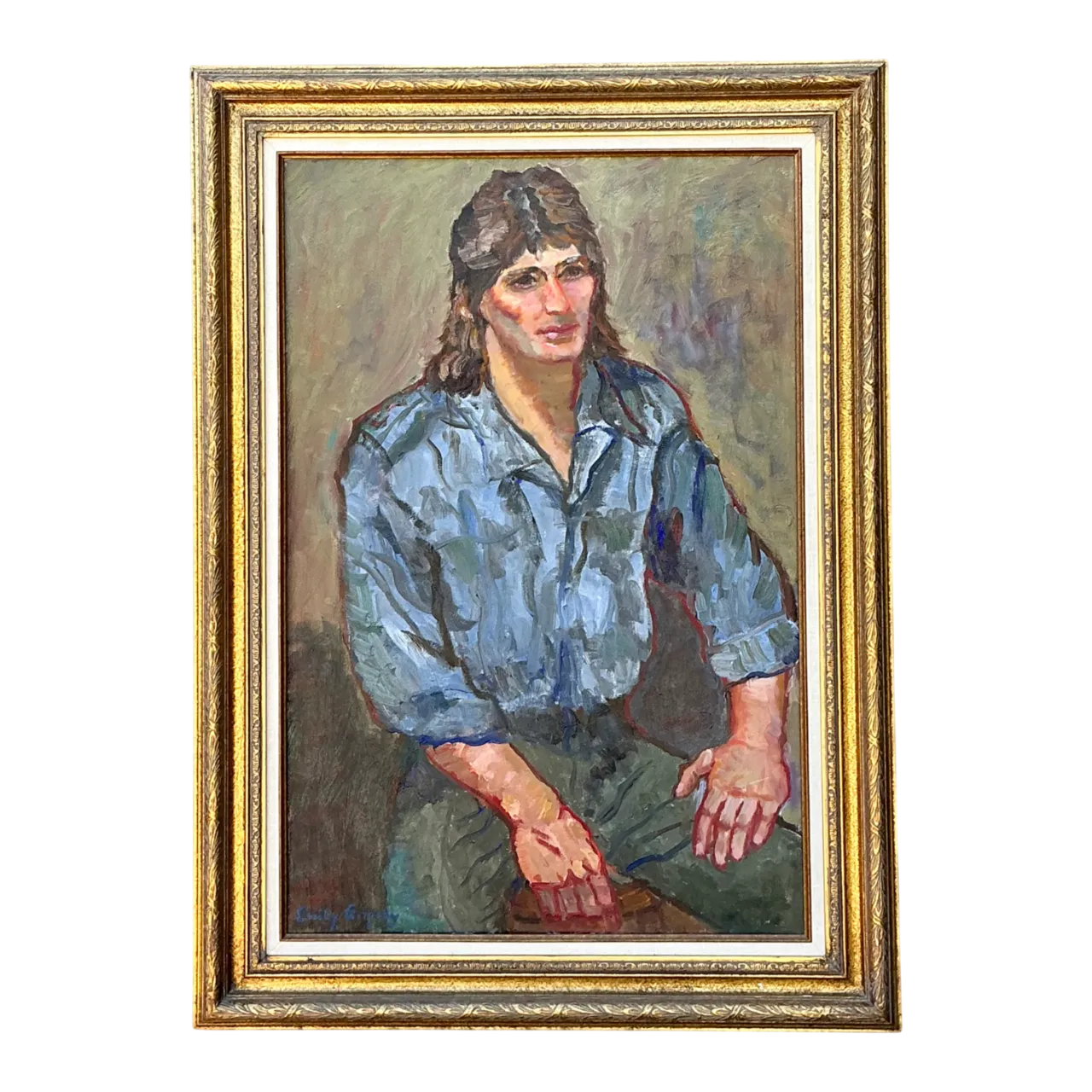 Vintage Original Oil Portrait Of Man On Canvas