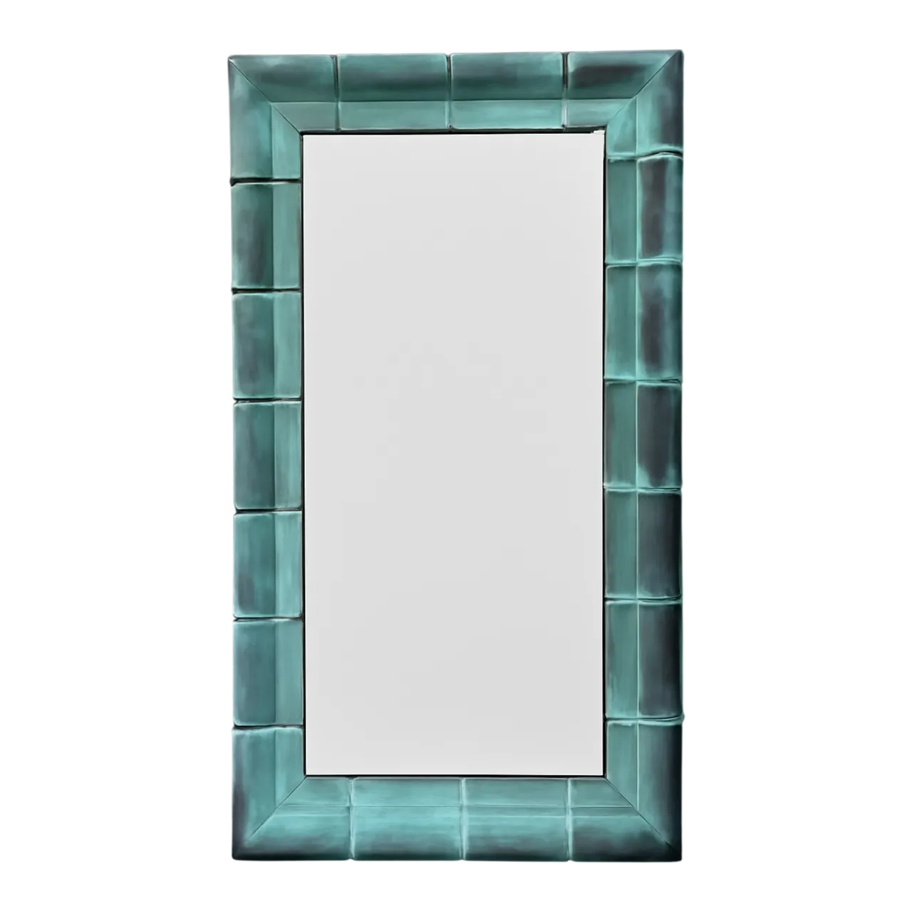 Vintage Patinated Copper Shingle Floor Mirror