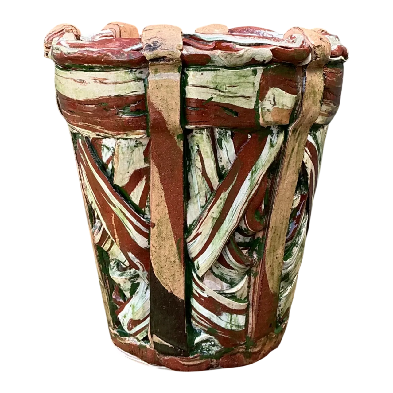 Vintage Multicolor Textured Ceramic Planter