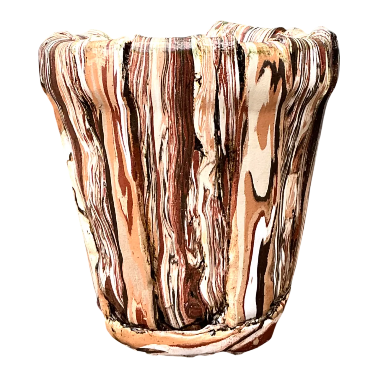 Vintage Multicolor Textured Ceramic Planter
