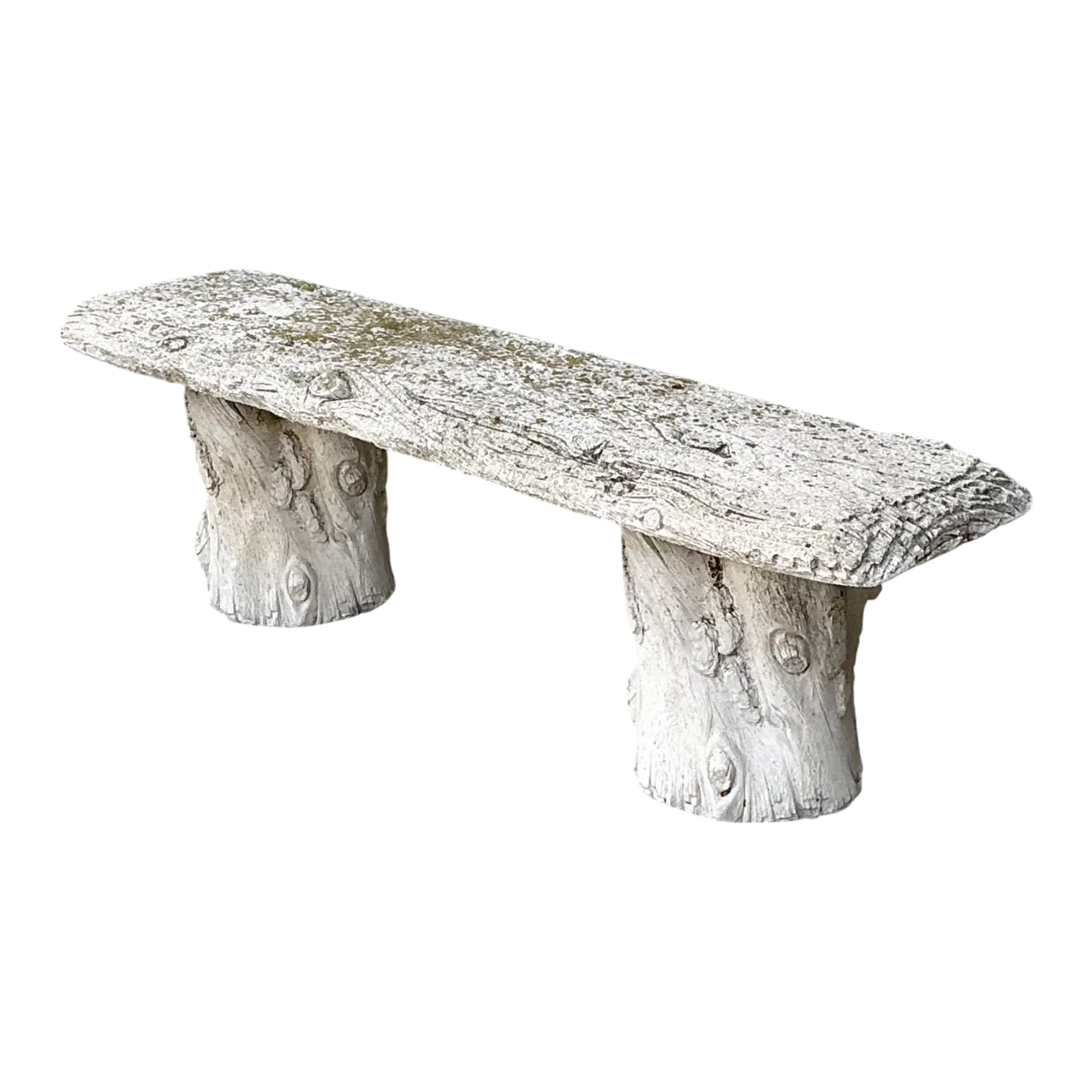 Vintage Faux Bois Concrete Garden Bench