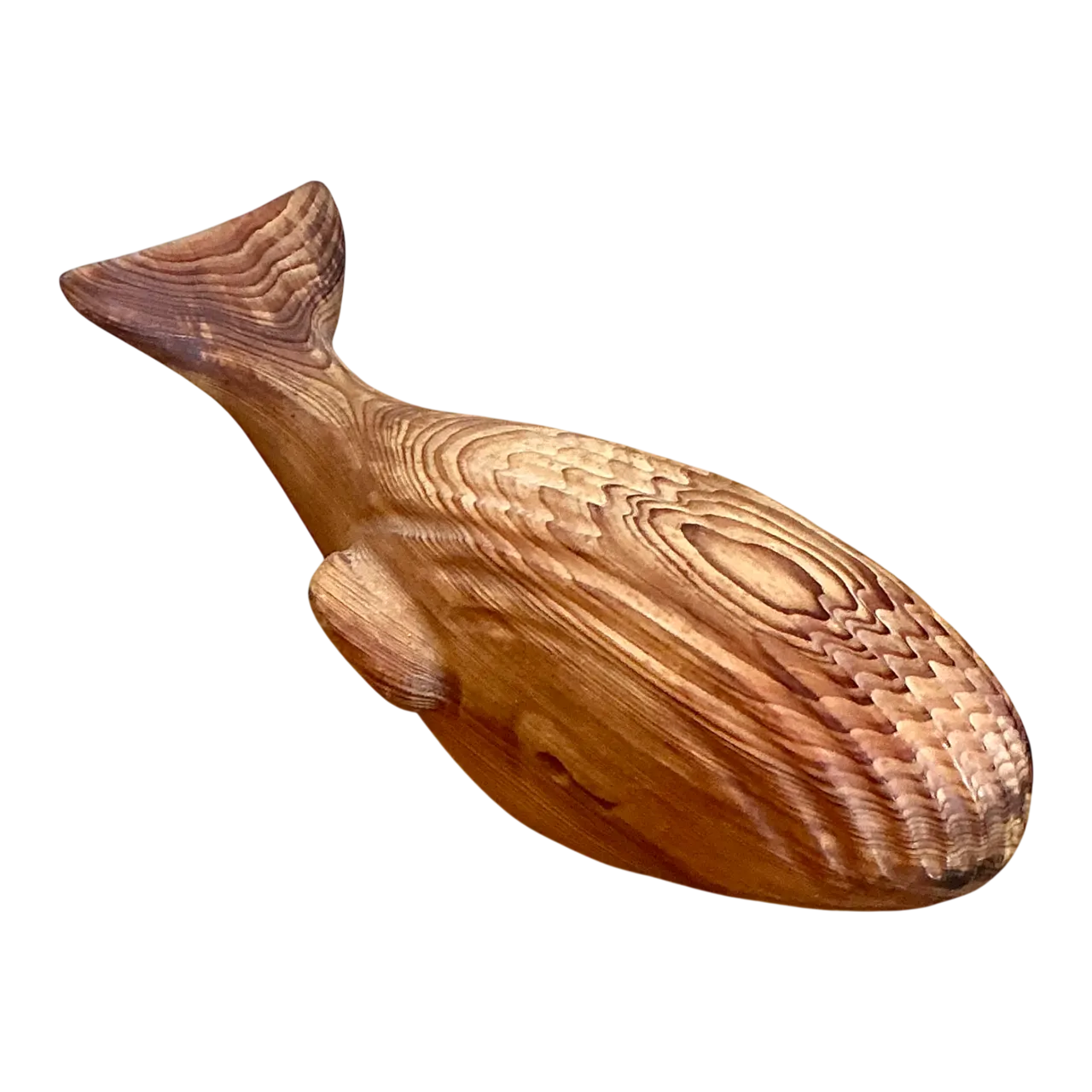Vintage Carved Wood Whale Sculpture