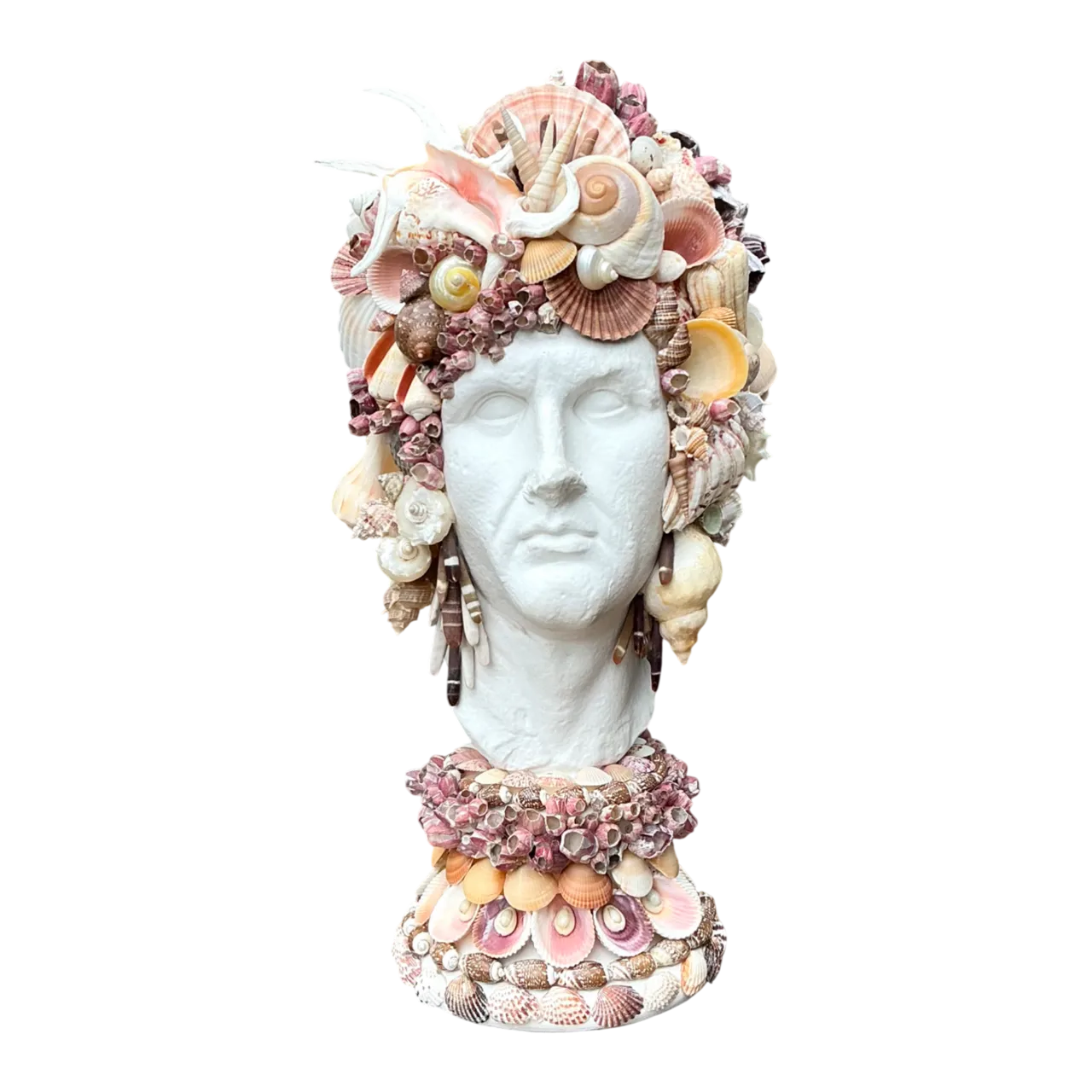 Vintage Shell Embellished Plaster Bust