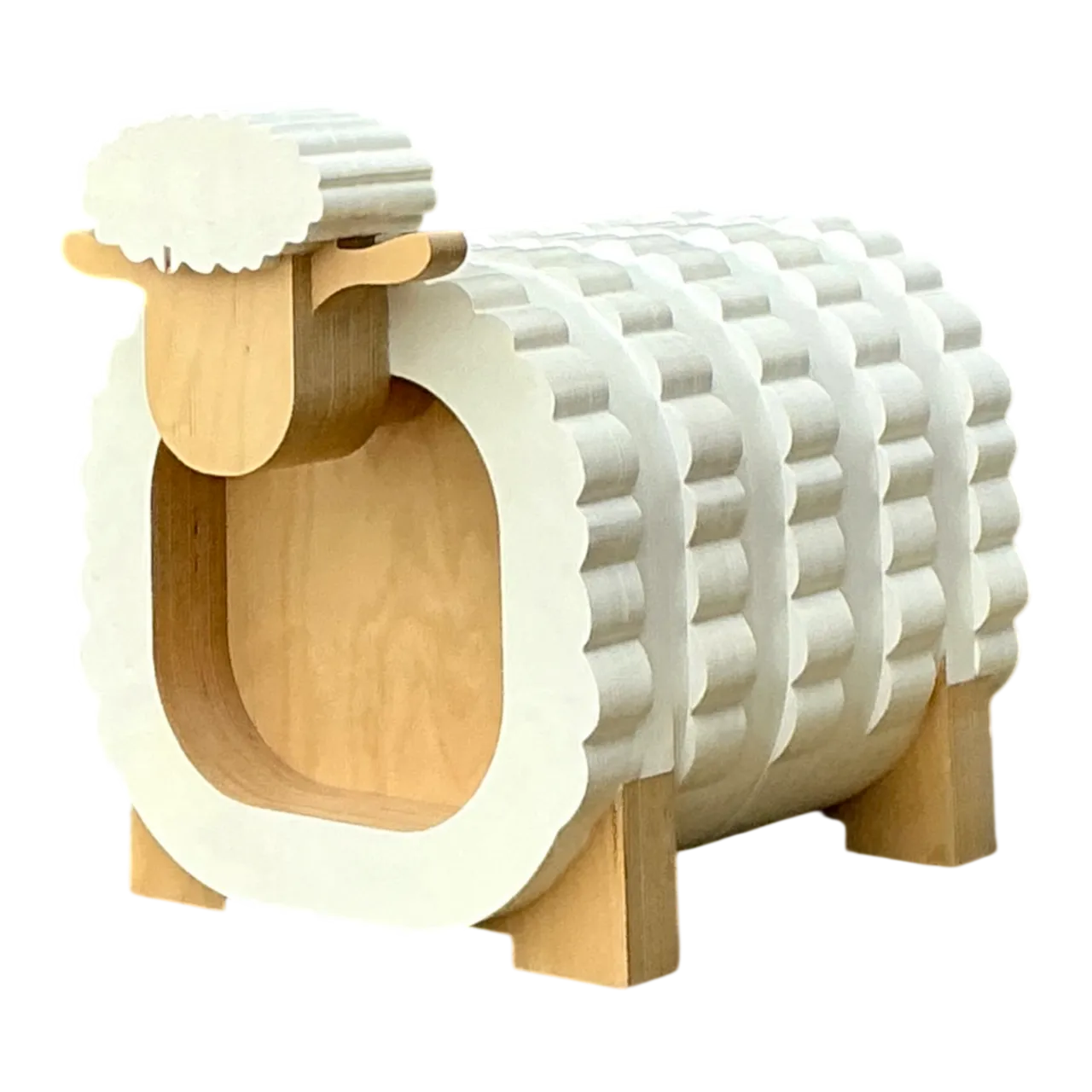 Vintage Sculptural Wood Sheep Low Stool