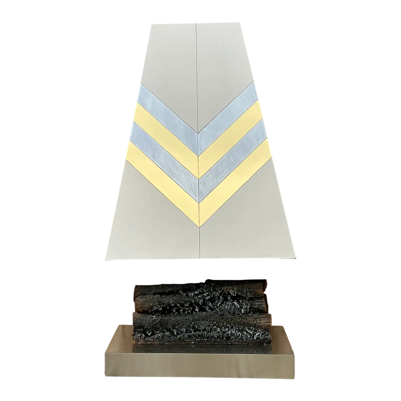 Vintage Boho Chevron Brass And Chrome Faux Fireplace