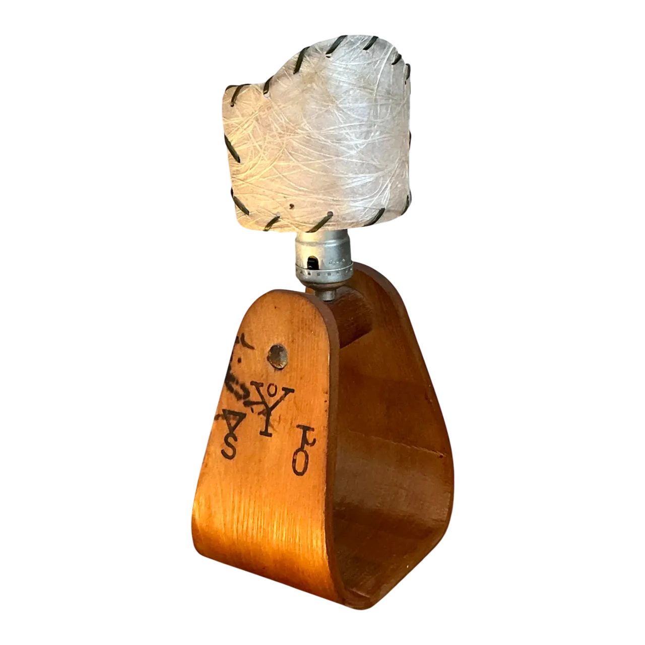 Vintage Wood and Metal Stirrup Table Lamp
