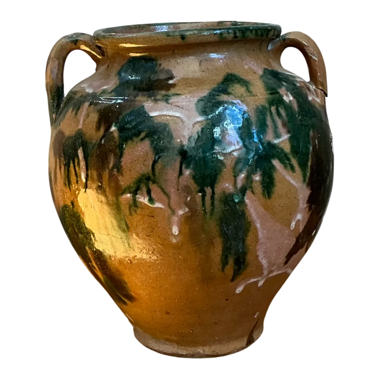 Vintage Multicolor Glazed Pottery Vase