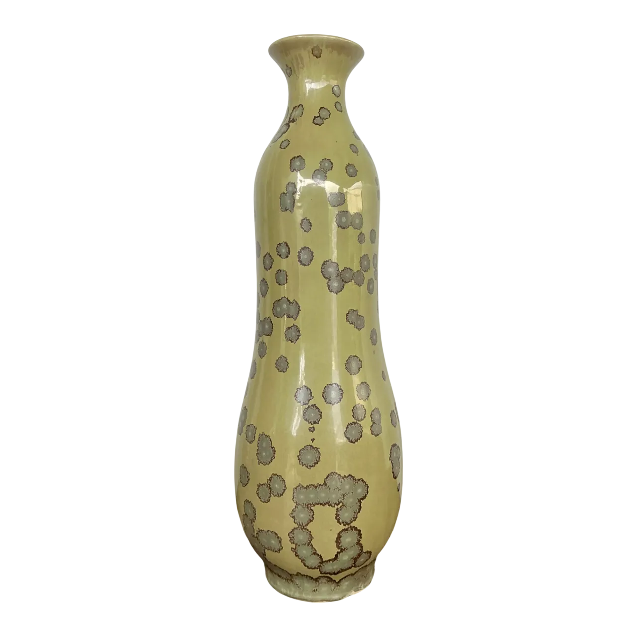 Vintage Yellow Crystalline Glazed Ceramic Vase