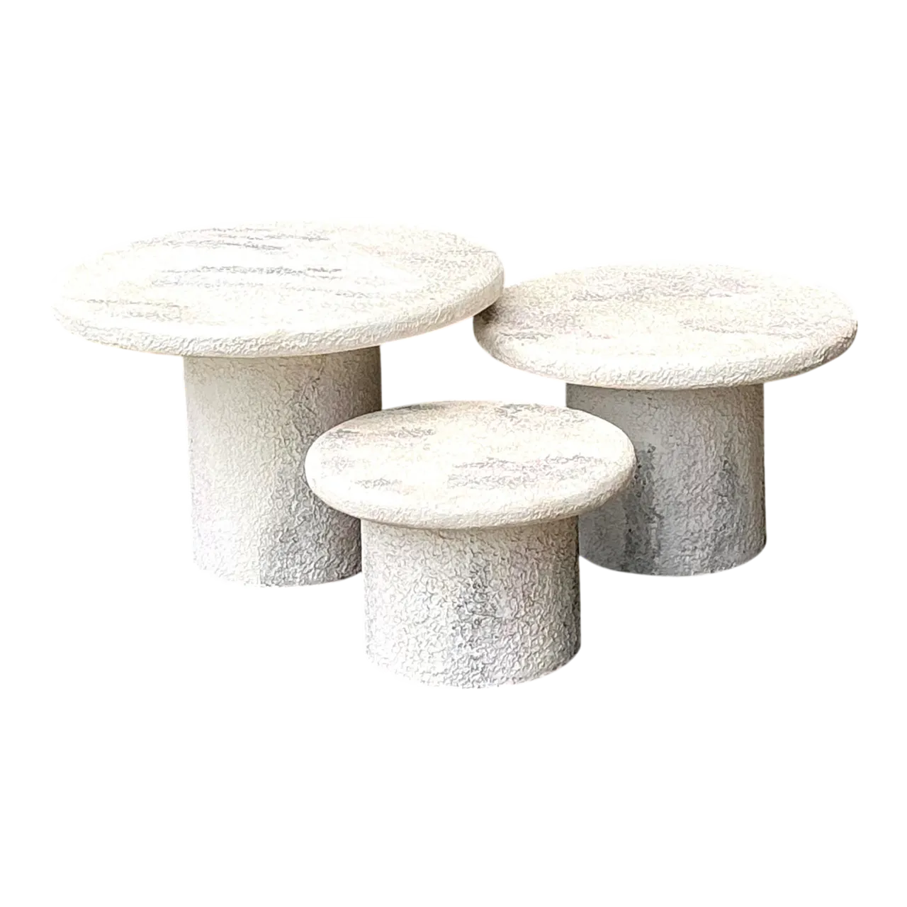 Vintage Textured Faux Stone Side Tables