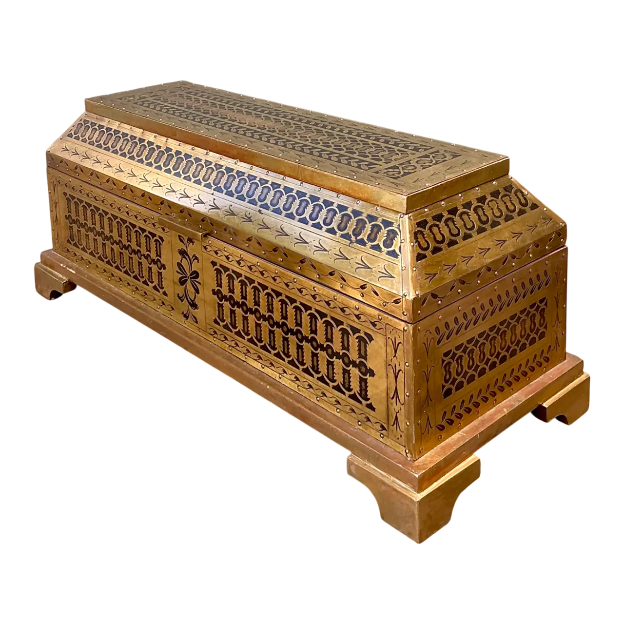 Vintage Brass Inlaid Decorative Box