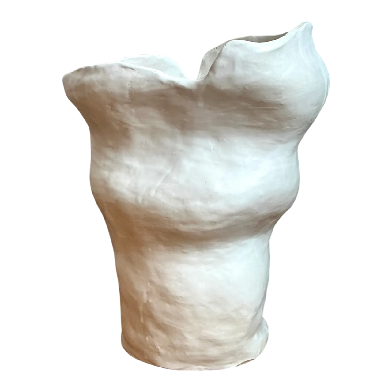 Vintage Biomorphic Sculptural White Ceramic Vase