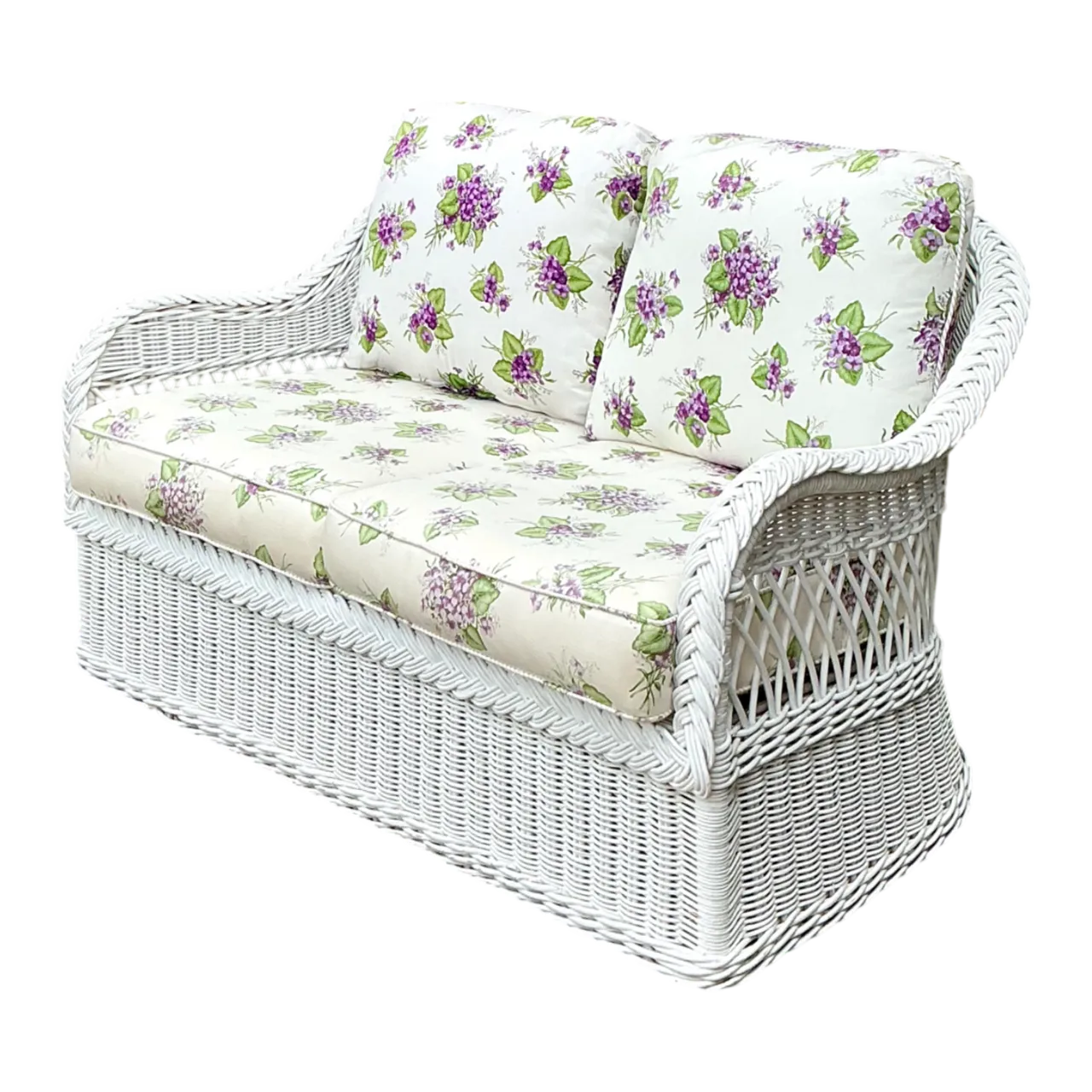 Vintage Lexington Braided White Rattan Love Seat