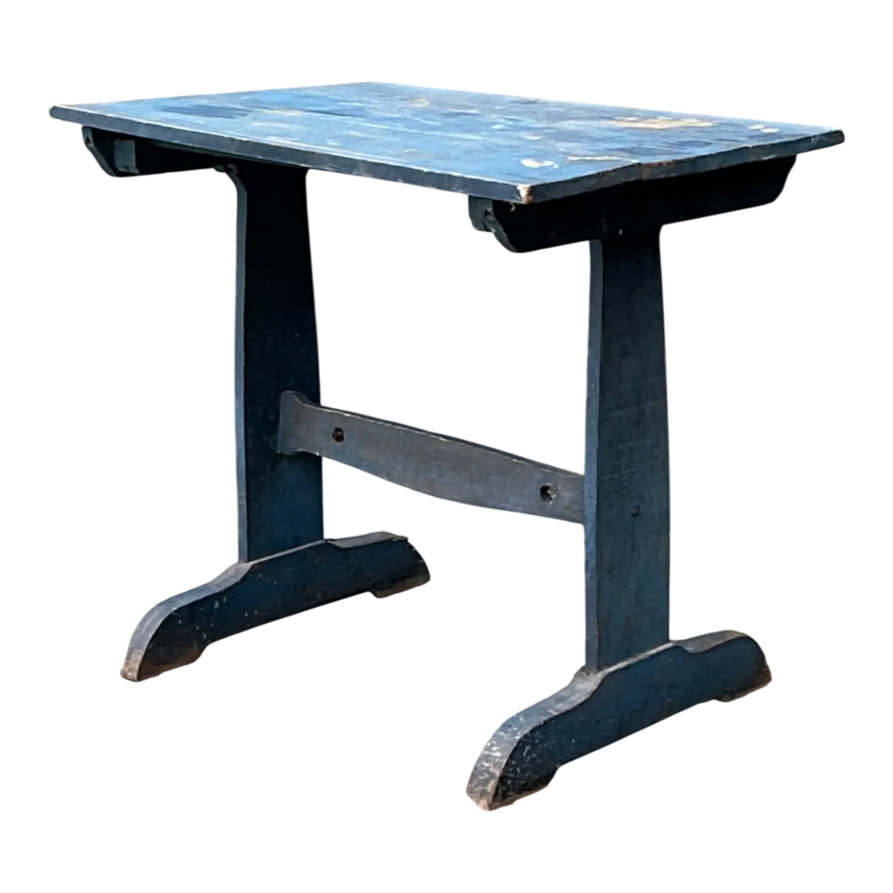 Vintage Distressed Blue Wood Side Table