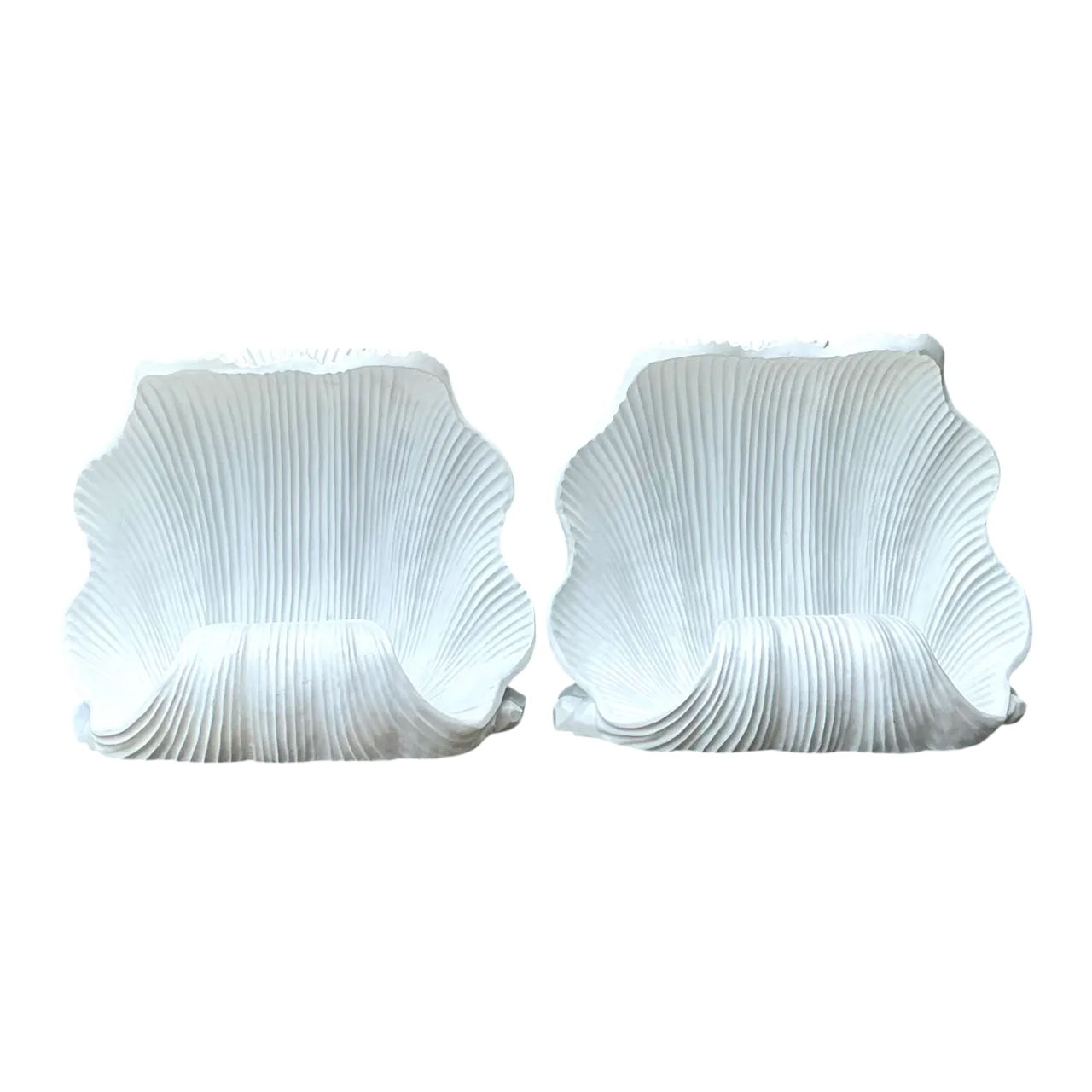 Vintage White Clam Shell Table Pedestals - Pair