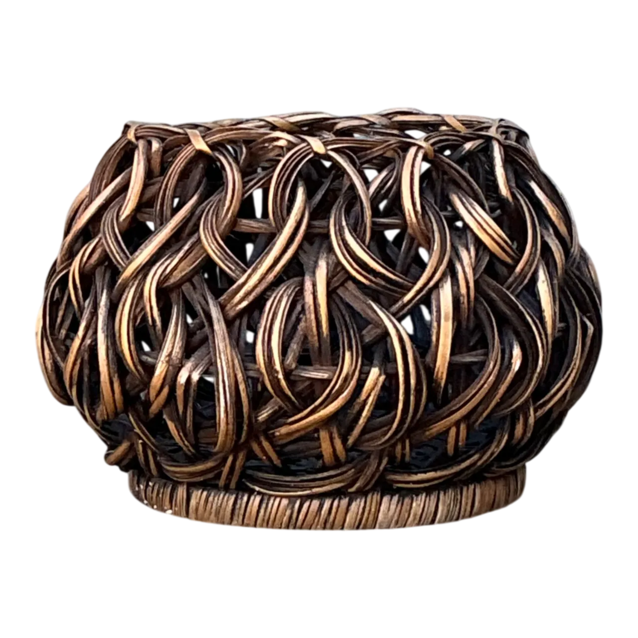 Vintage Handcrafted Woven Rattan Basket