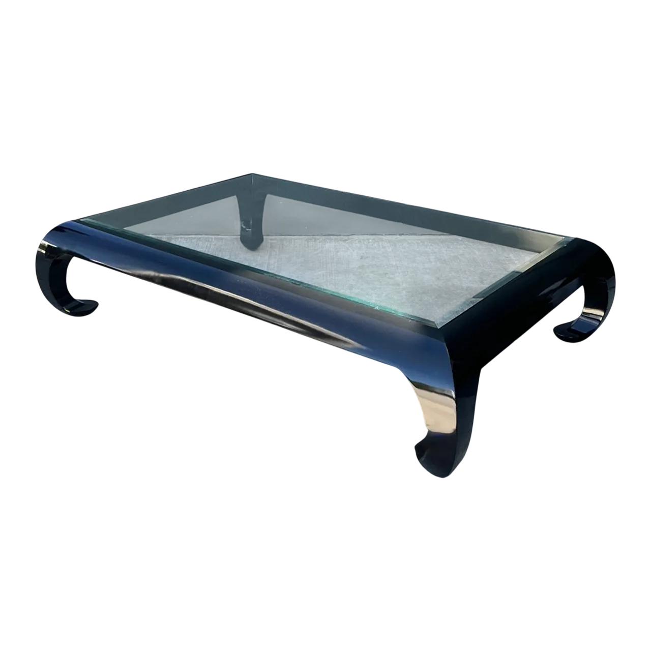 Vintage Lacquer and Glass Coffee Table