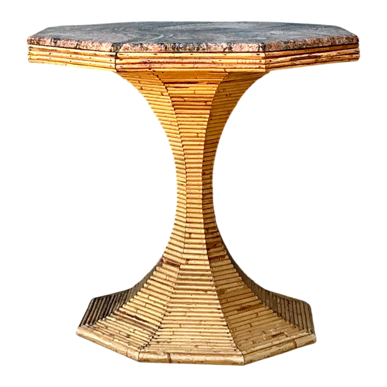 Vintage Sculptural Pencil Reed and Stone Table