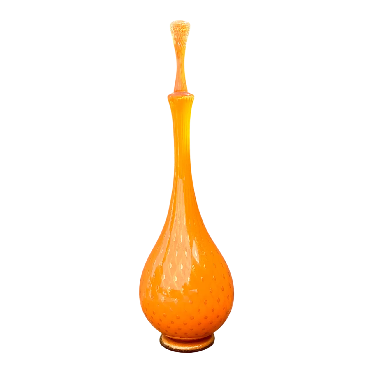 Vintage Murano Tall Orange Glass Decanter