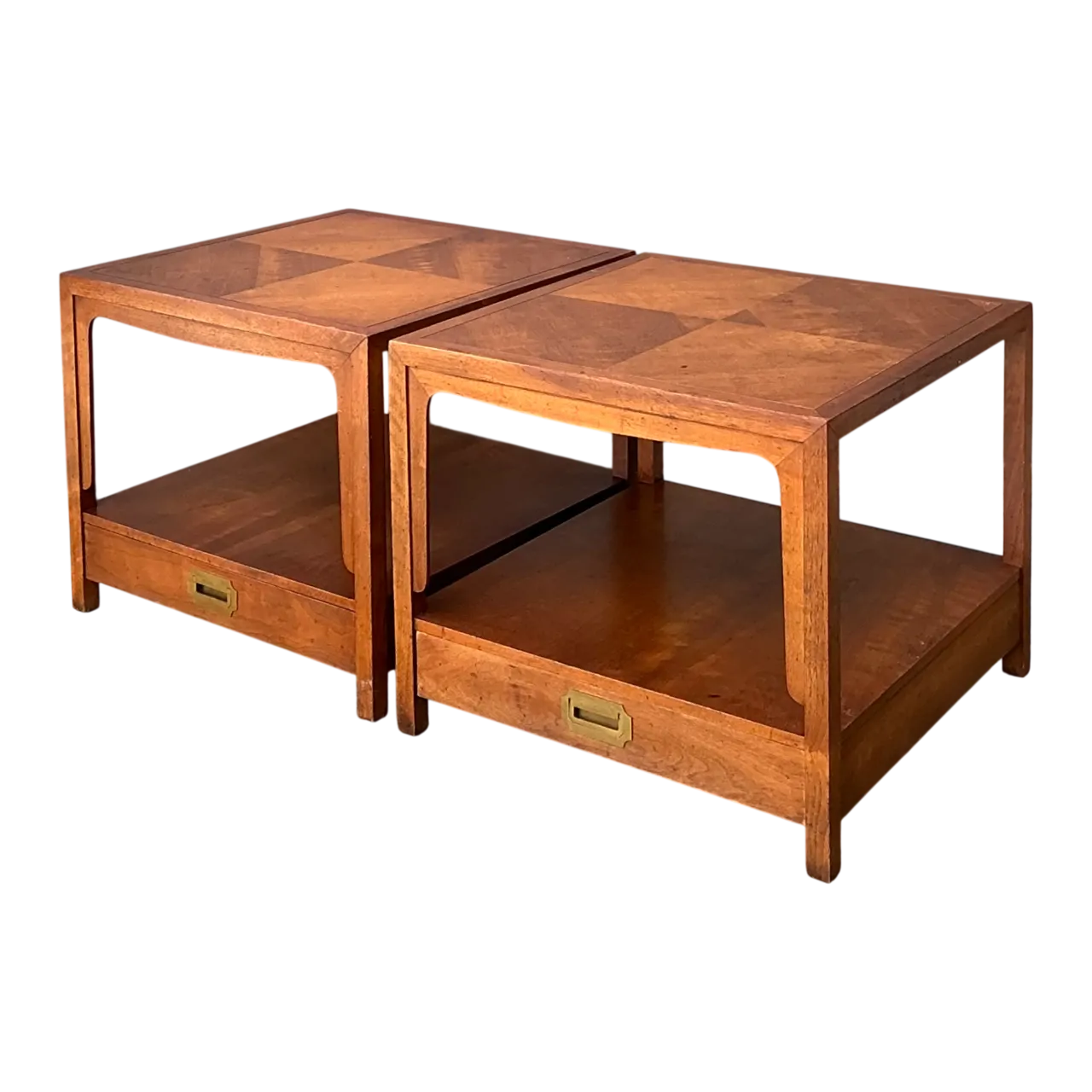 Vintage Baker Milling Road Campaign Side Tables - A Pair