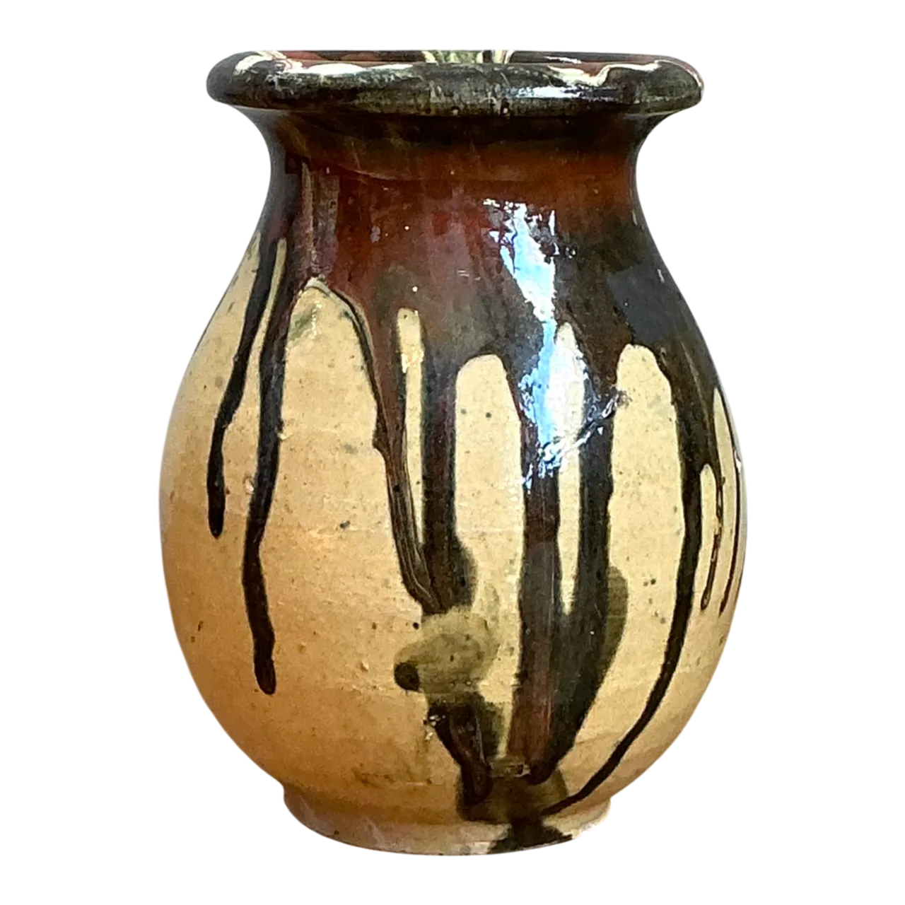 Vintage Stoneware Vase with Drip Glaze