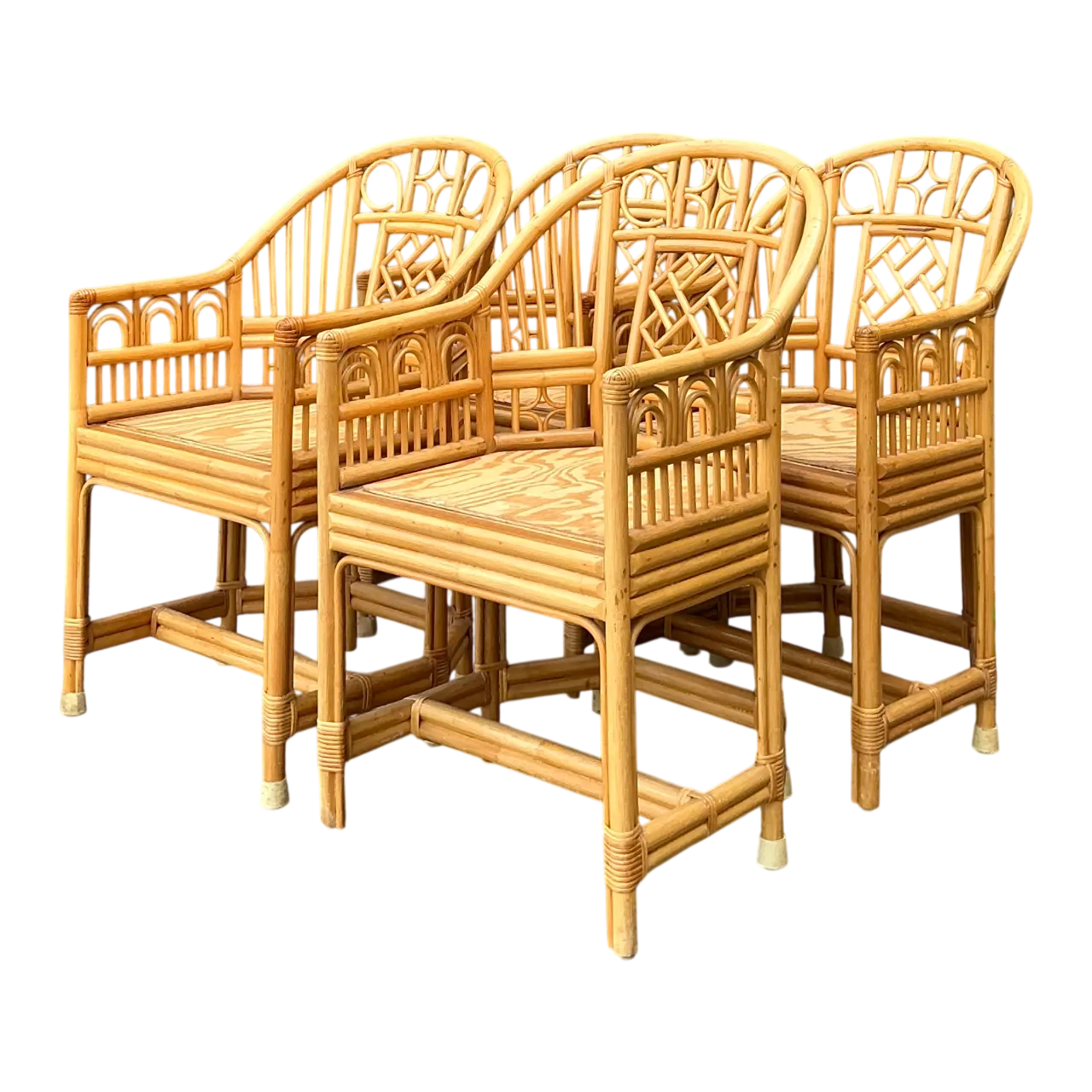 Vintage Brighton Pavillion Rattan Dining Chairs - Set Of 4