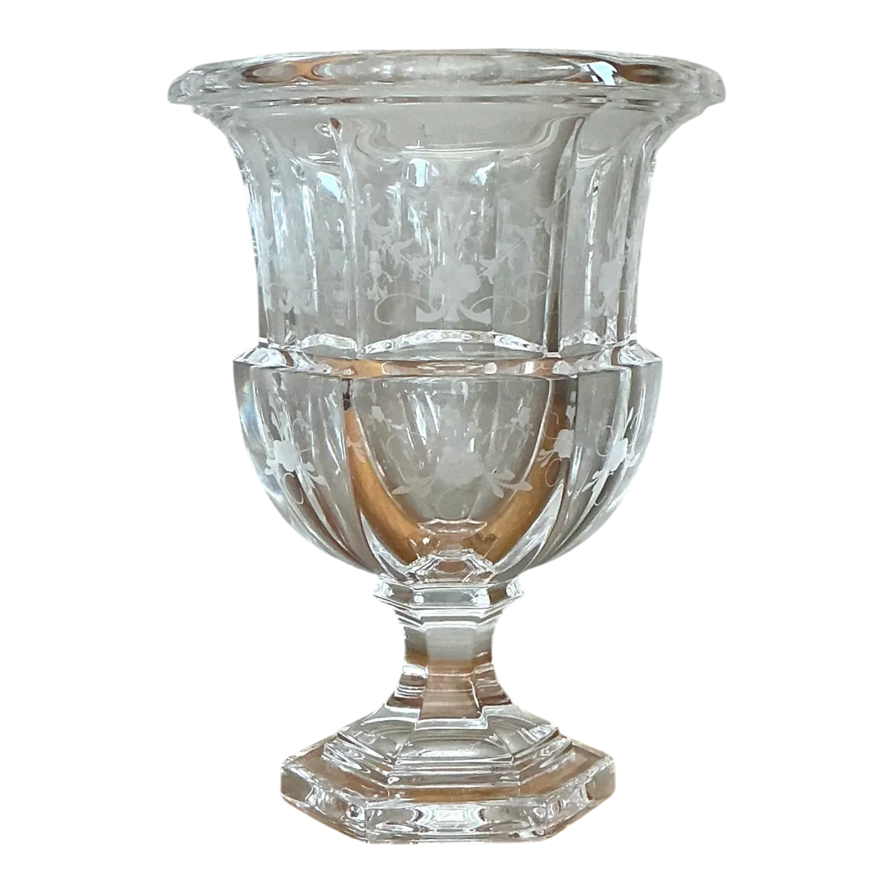 Vintage Tiffany And Co Etched Crystal Pedestal Vase