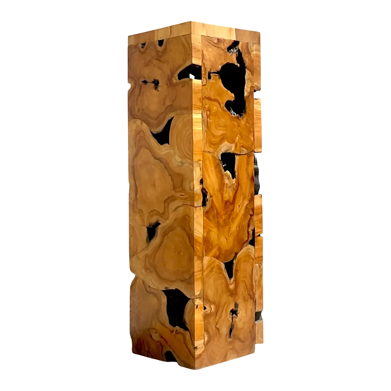 Vintage Slab Burl Wood Pedestal
