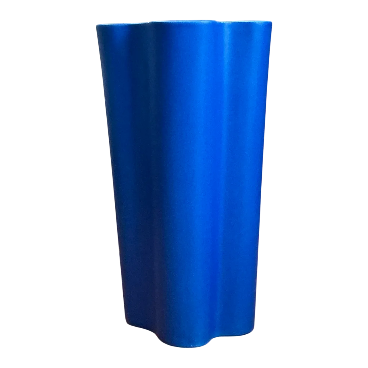 Vintage Blue Fluted Ceramic Vase