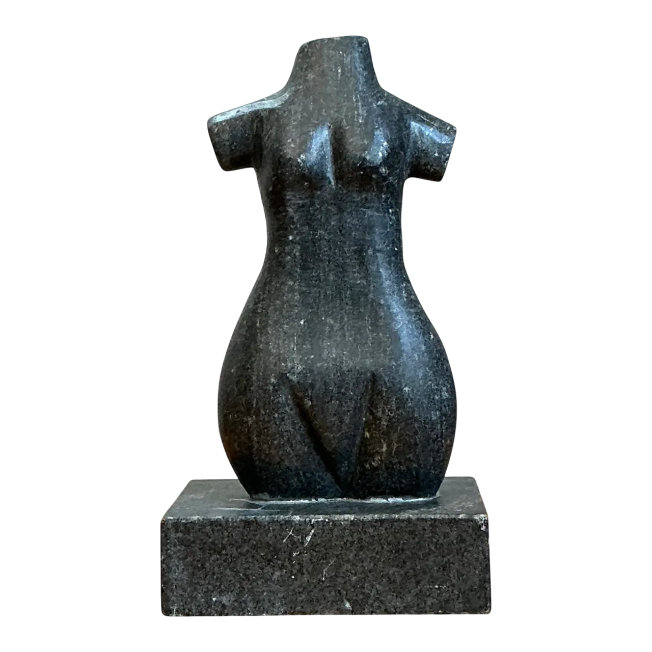 Vintage Carved Stone Female Torso Sculpture