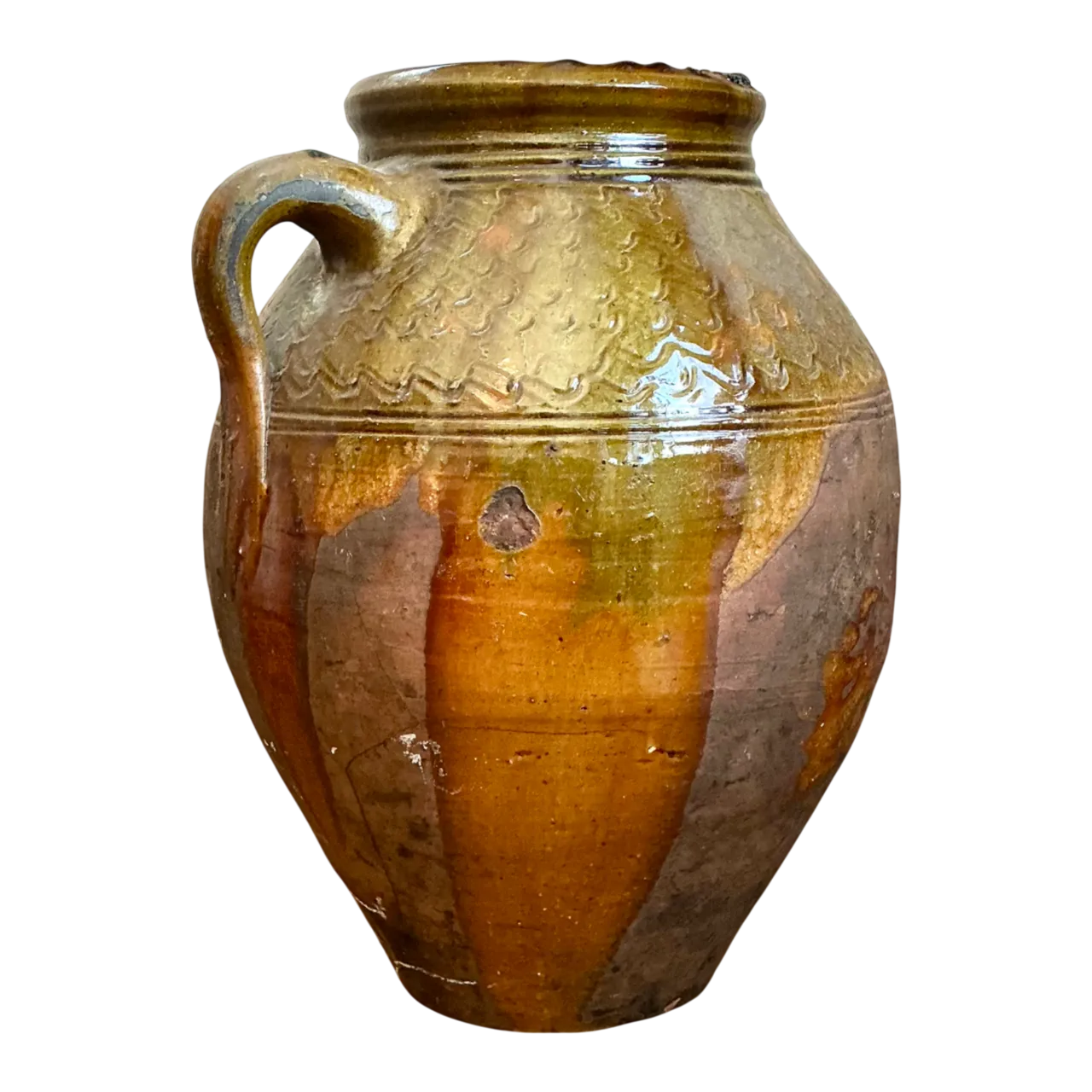 Vintage Glazed Terracotta Jar