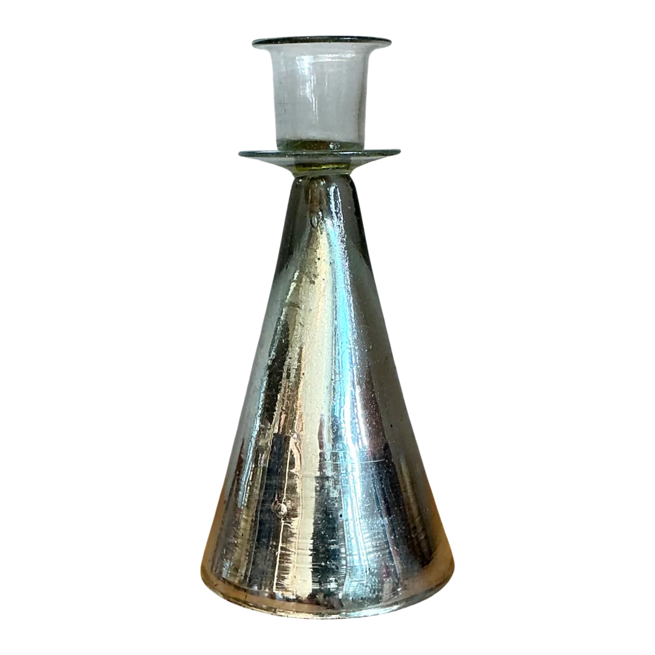 Vintage Silvered Glass Candle Holder