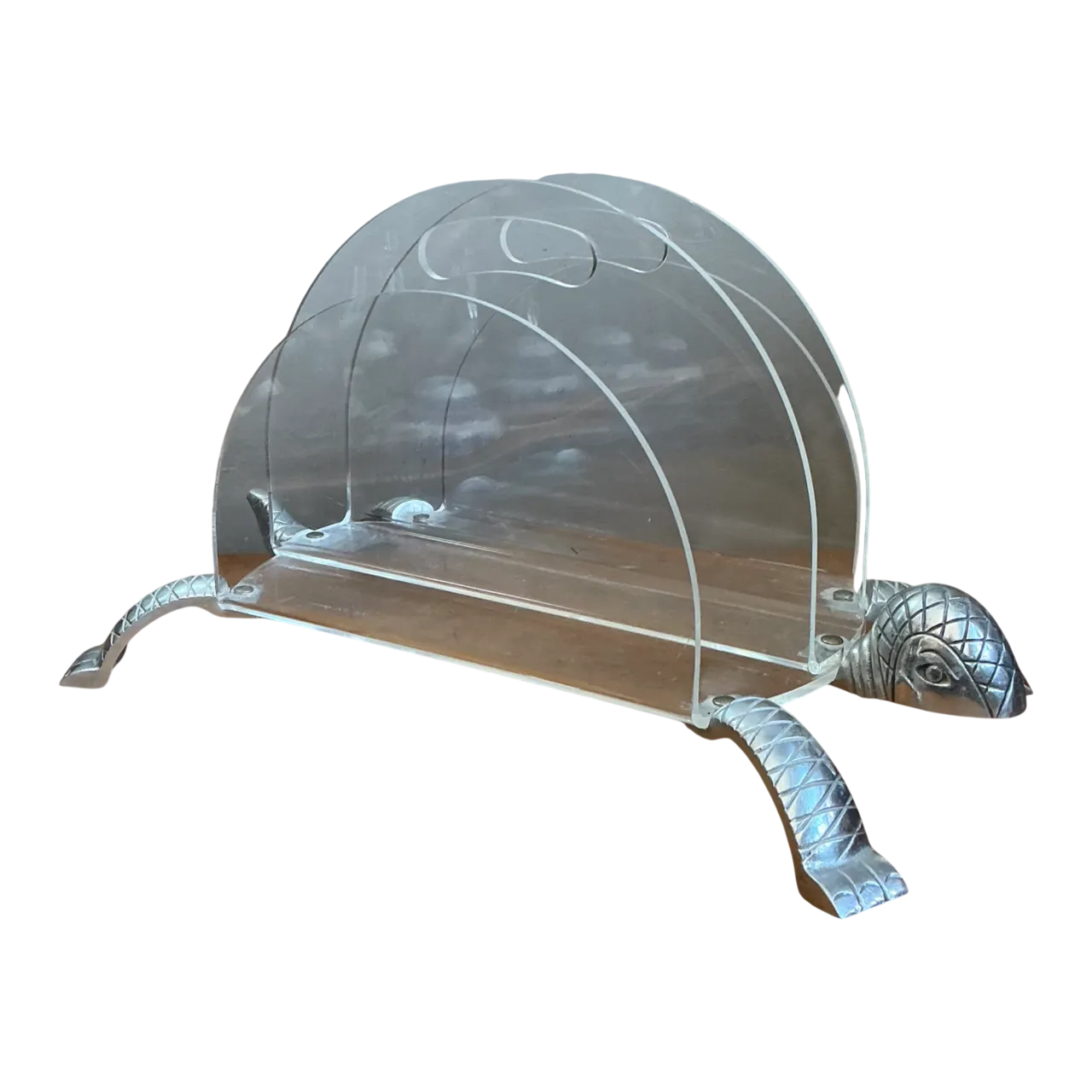 Vintage Lucite and Metal Turtle Magazine Rack