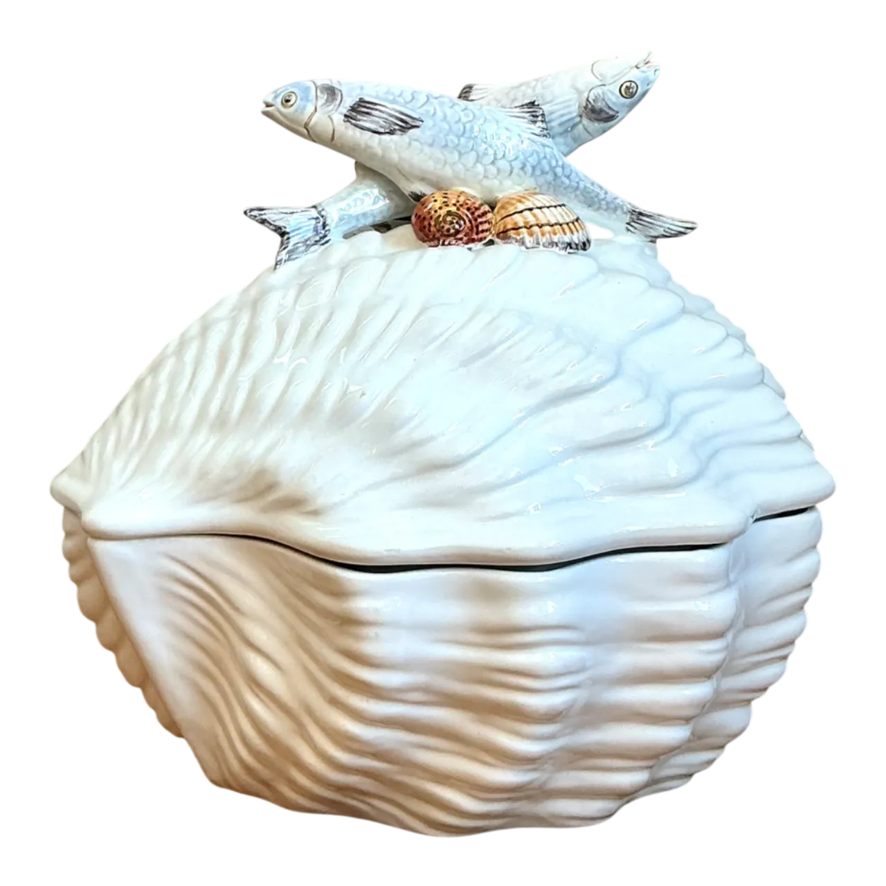 Vintage Italian Glazed Ceramic Fish Tureen