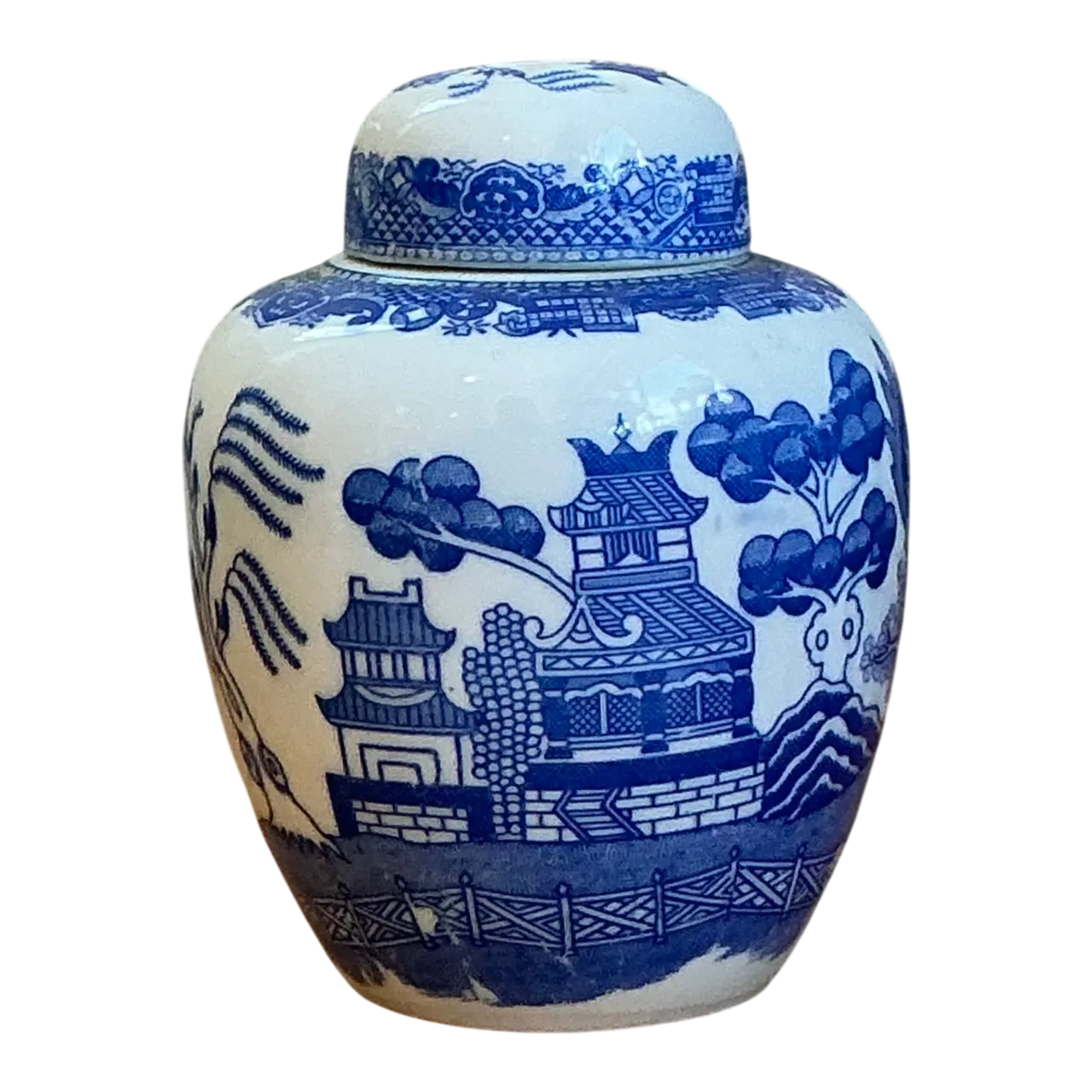 Vintage Chinese Blue and White Ceramic Jar