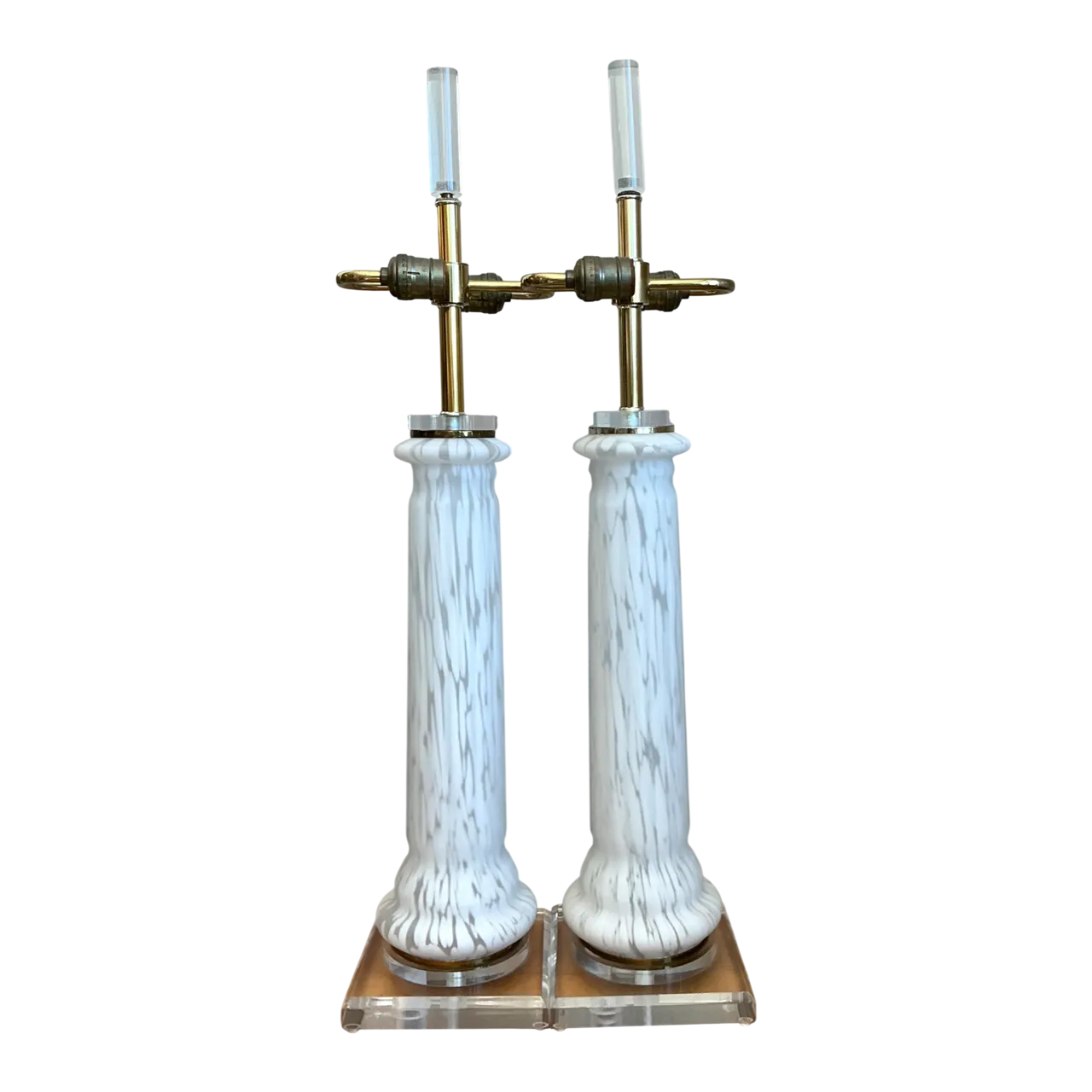 Vintage Italian Glass Table Lamps - A Pair