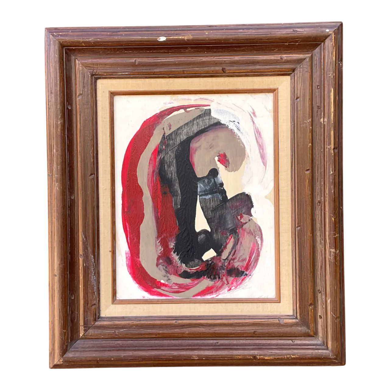 Vintage Original Abstract Oil On Board