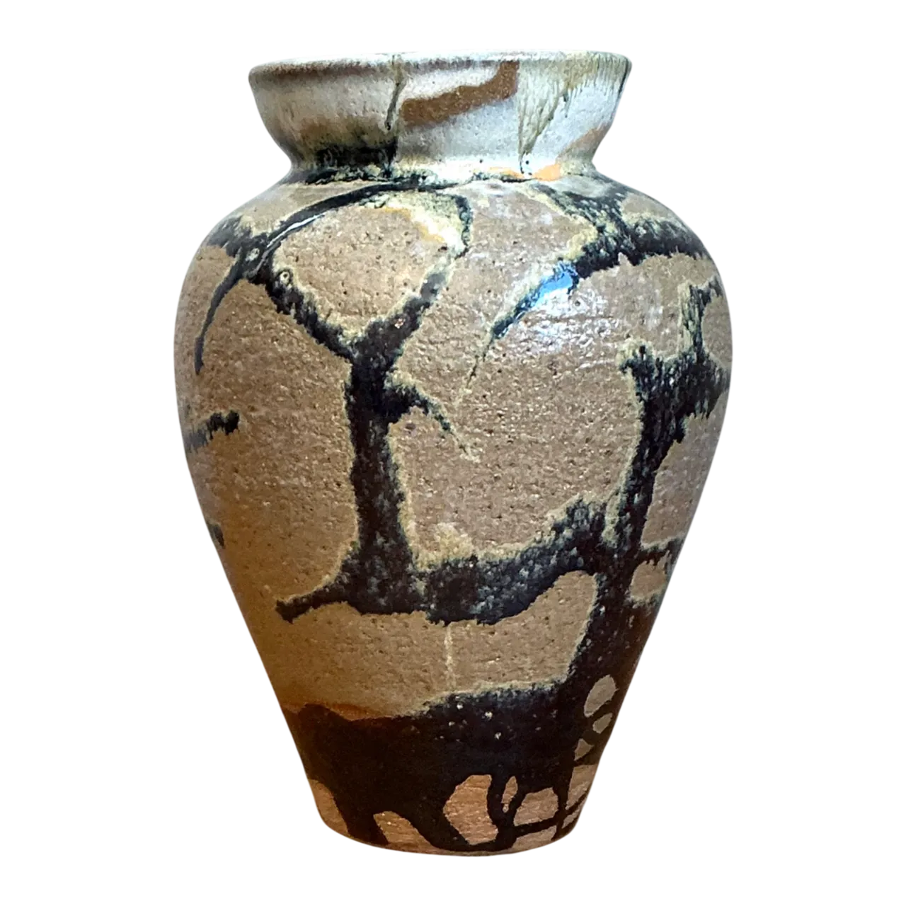 Vintage Abstract Glazed Ceramic Vase