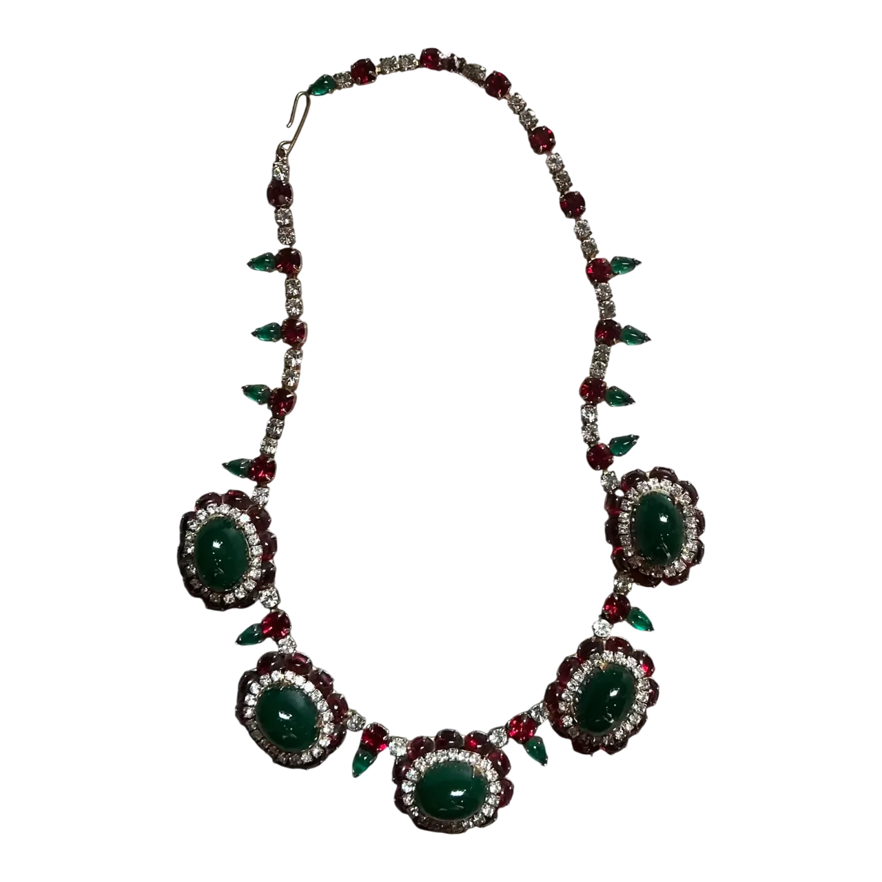 Vintage Red and Green Rhinestone Necklace