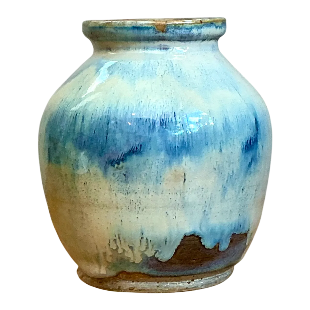 Vintage Blue and White Pottery Vase